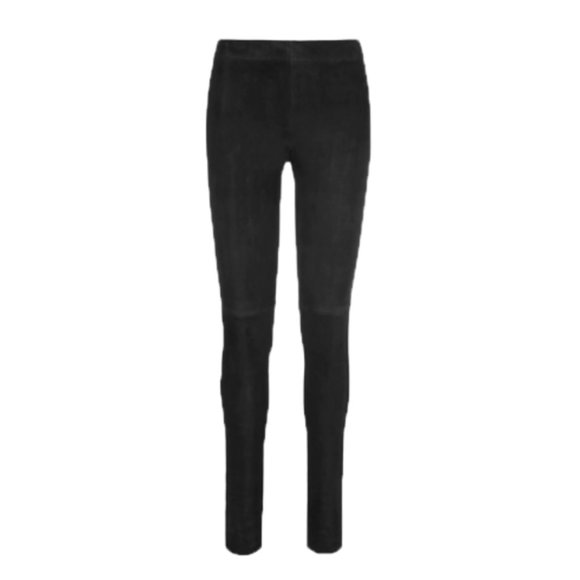 Charlotte Brody Suede Leggings Pants Womens 10 Black Ankle Crop Flat Front MINT